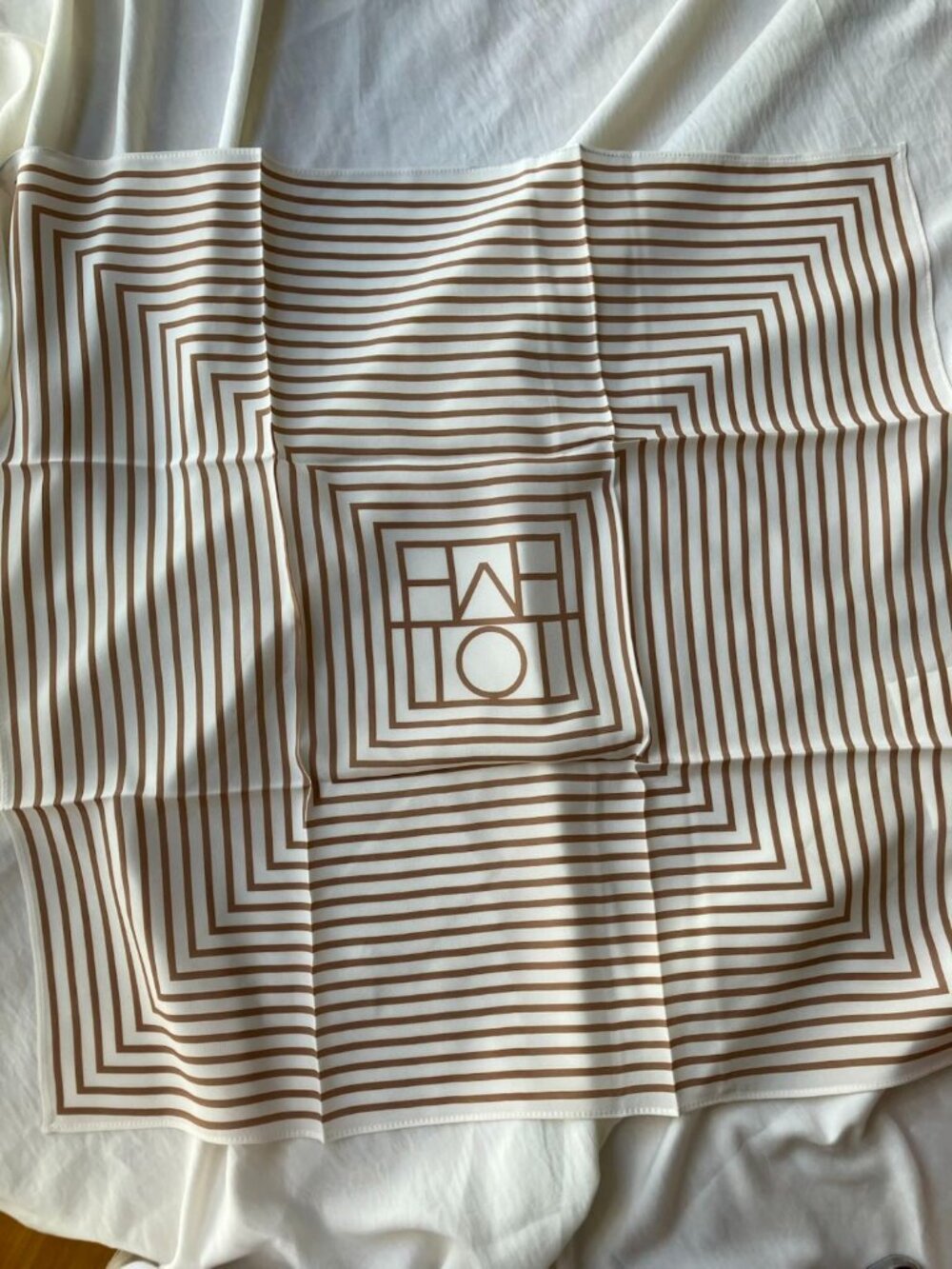 Toteme Cream Brown Striped Square Scarf